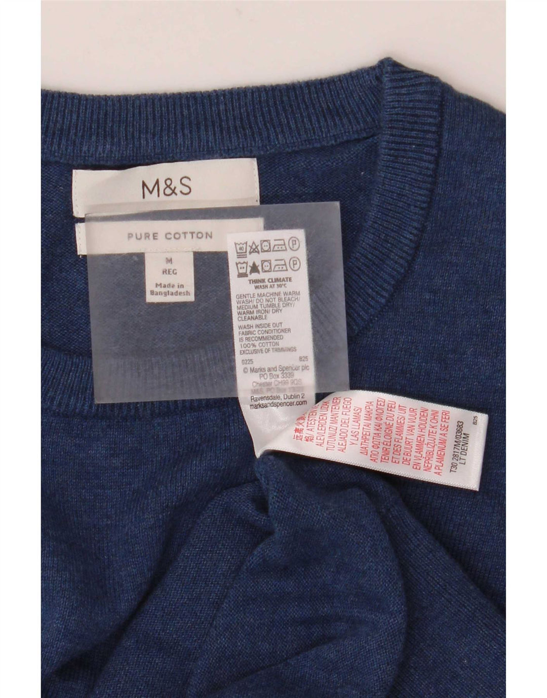 Marks & Spencer Herre sweater med rund hals, medium marineblå bomuld
