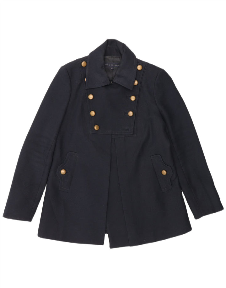 French Connection Womens Pea Coat UK 12 Medium Navy Blue Polyester
