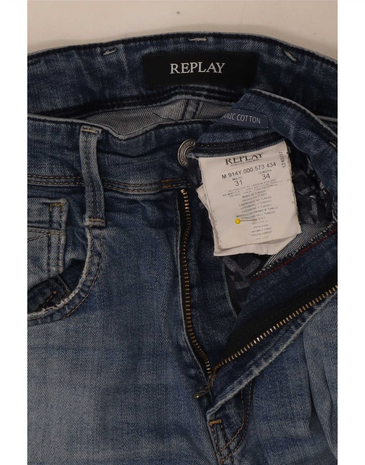 Replay Herre Distressed Slim Jeans W31 L26 Blå Bomuld