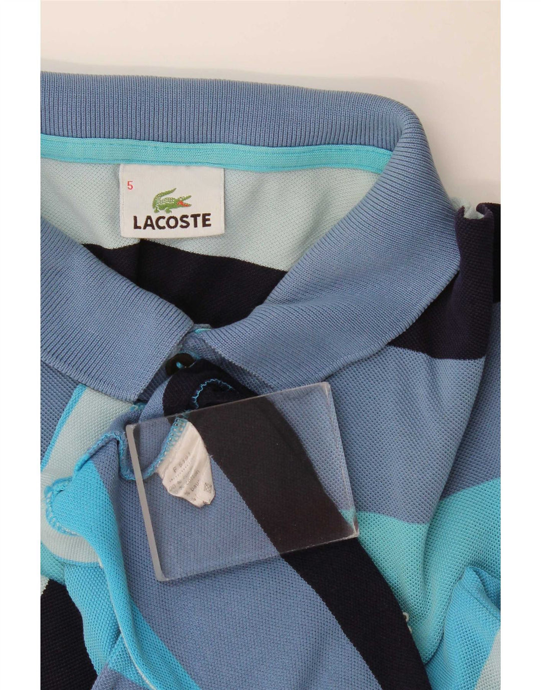 Lacoste herre poloskjorte str. 5 Stor flerfarvet stribet bomuld