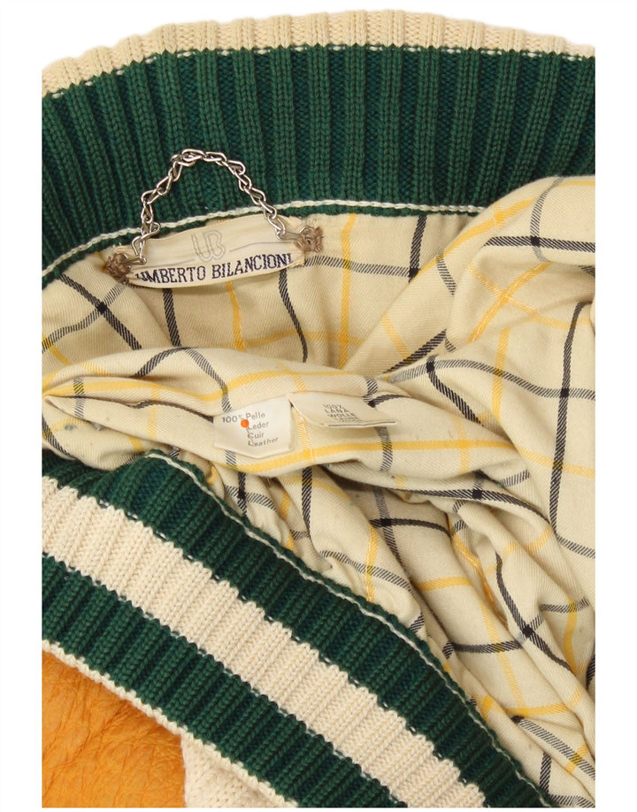 Umberto Bilancioni Herrejakke UK 40 Large Yellow Colourblock Læder