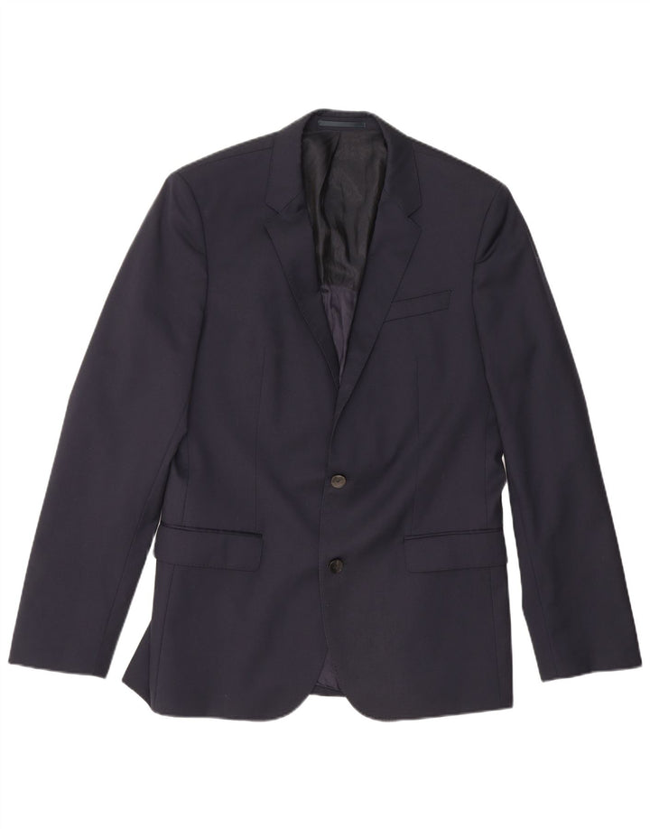 Hugo Boss Herre 2-knaps blazerjakke US 40 Large Navy Blue Virgin Wool