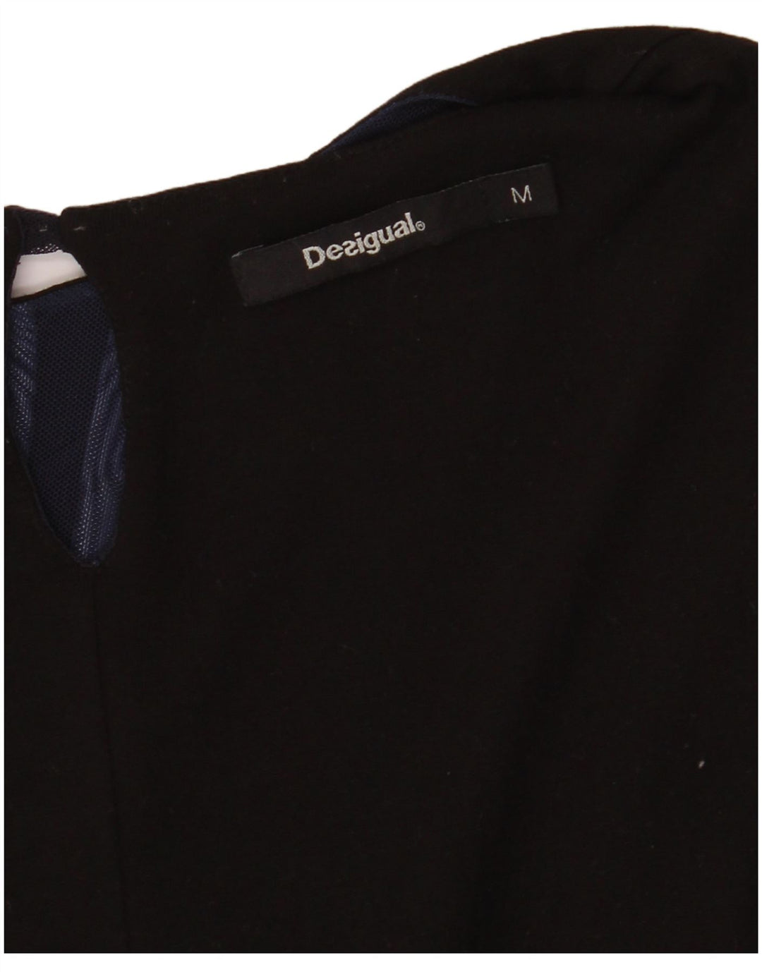 DESIGUAL Dame Langærmet Bluse Top UK 12 Medium Navy Blue Floral