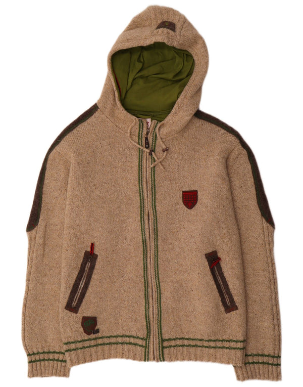 Spieth & Wensky Herre hættecardigantrøje 3XL Beige Colourblock Uld