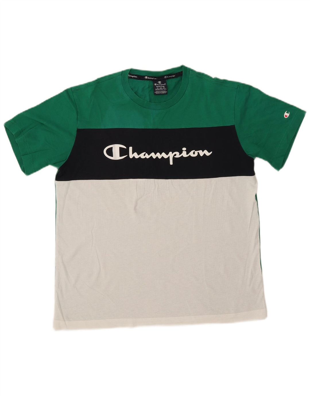 Champion Herre grafisk T-shirt Top Medium White Colourblock