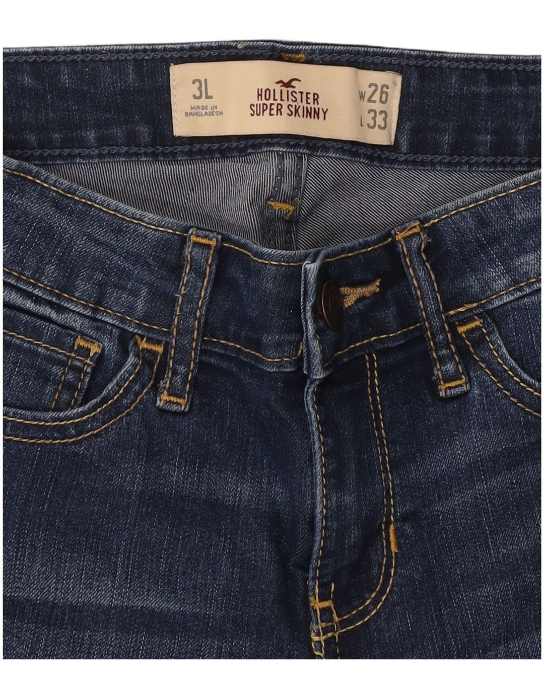 HOLLISTER Super Skinny Jeans til kvinder W26 L33 Blå Bomuld
