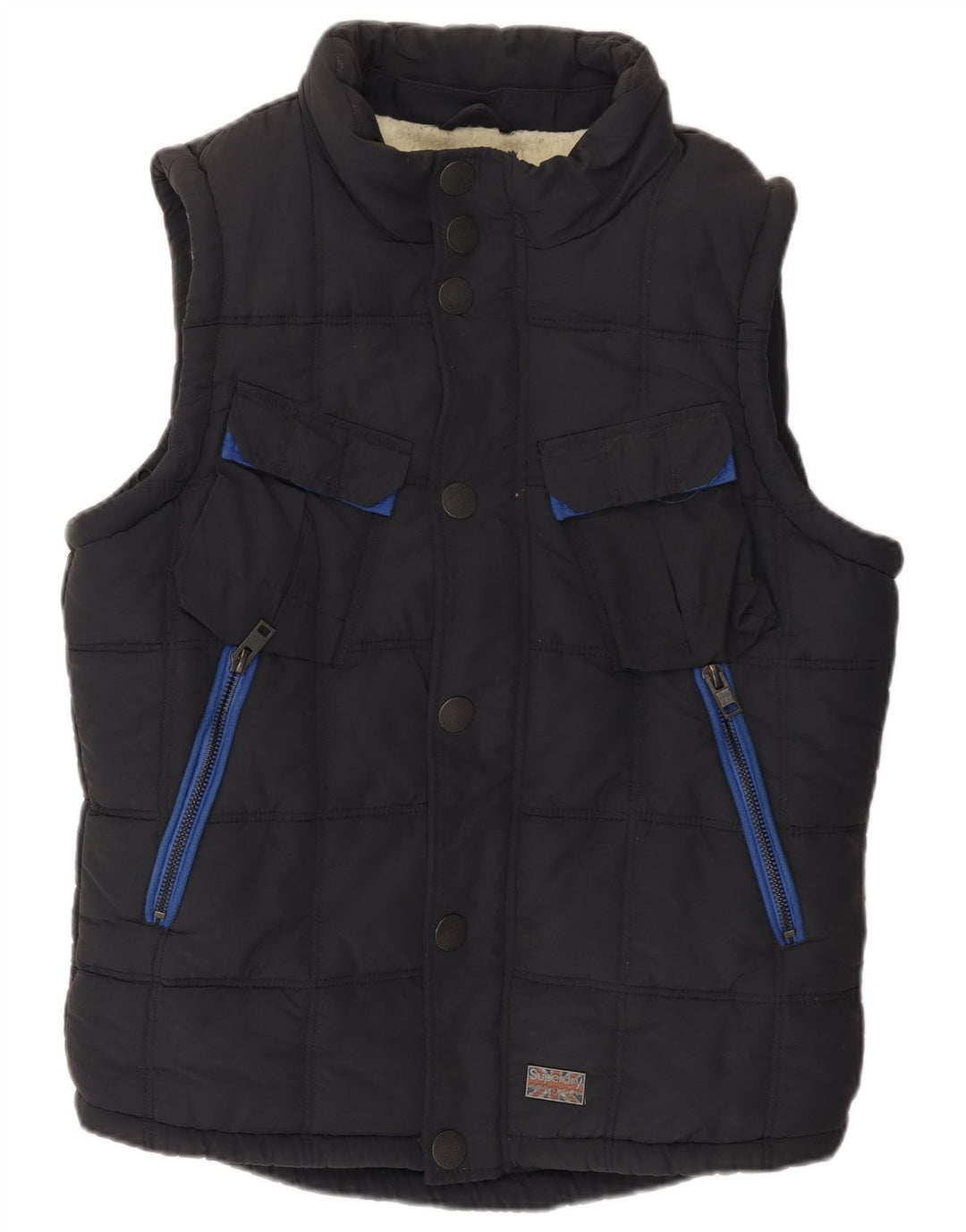 Superdry Herre Sherpa Polstret Gilet UK 40 Large Black Bomuld