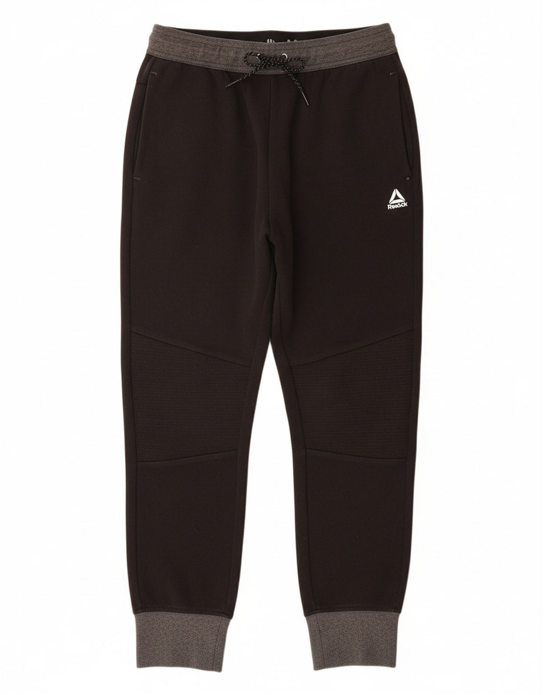REEBOK Mens Tracksuit Trousers Joggers Medium Black Colourblock Cotton