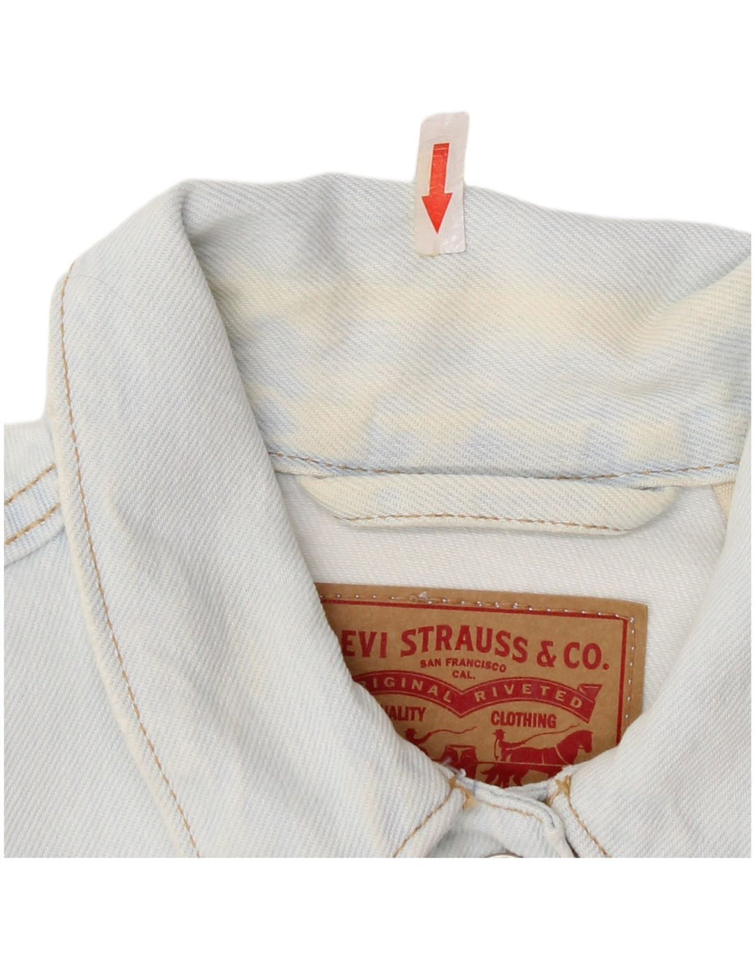 Levi's Dame Crop Denim Jacket UK 12 Medium Blue Bomuld