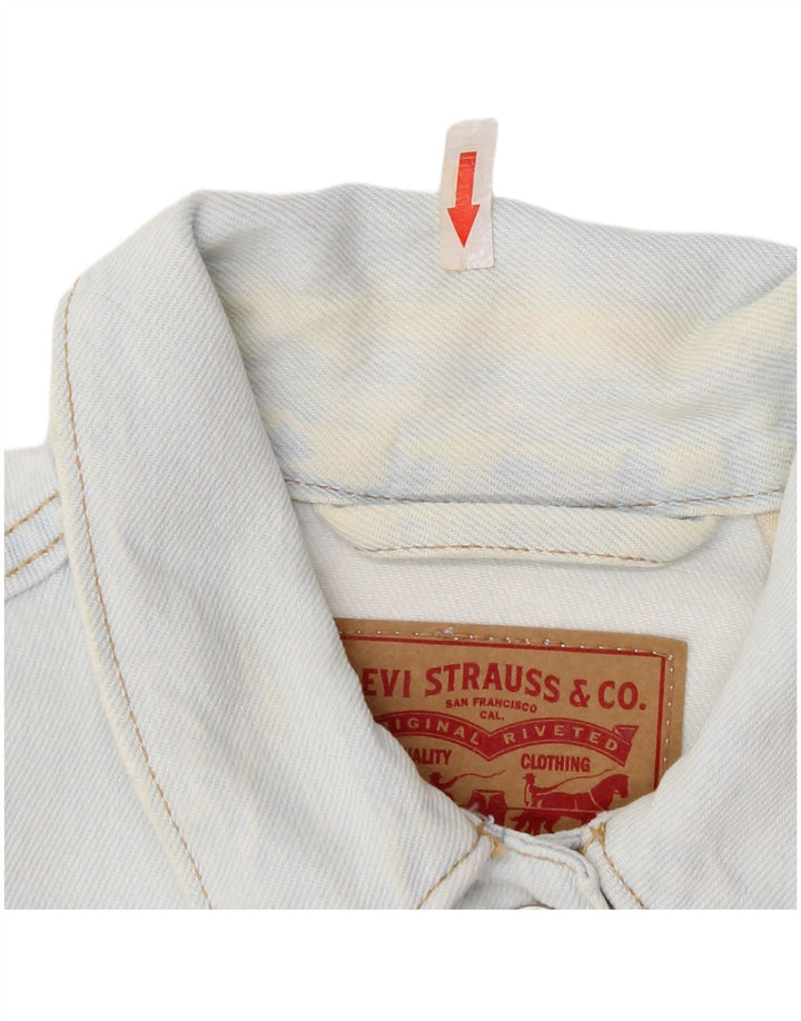 Levi's Dame Crop Denim Jacket UK 12 Medium Blue Bomuld