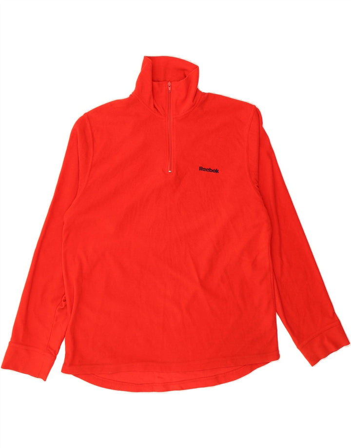 REEBOK Mens Zip Neck Fleece Jumper XL Red Polyester Vintage Reebok and Second-Hand Reebok from Messina Hembry 