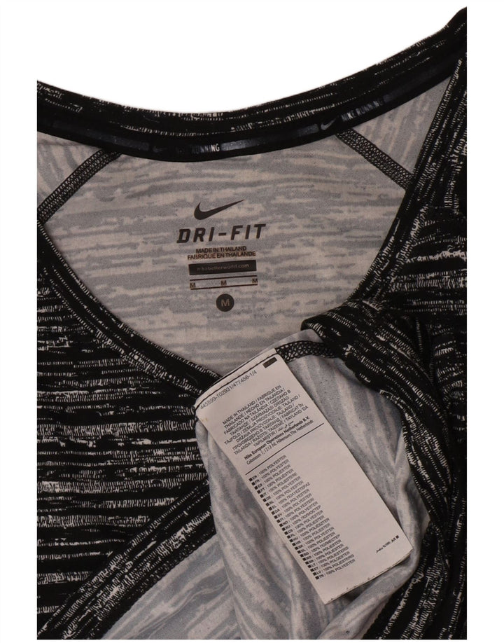 Nike Dame Dri Fit T-Shirt Top UK 12 Medium Sort Flecked Polyester