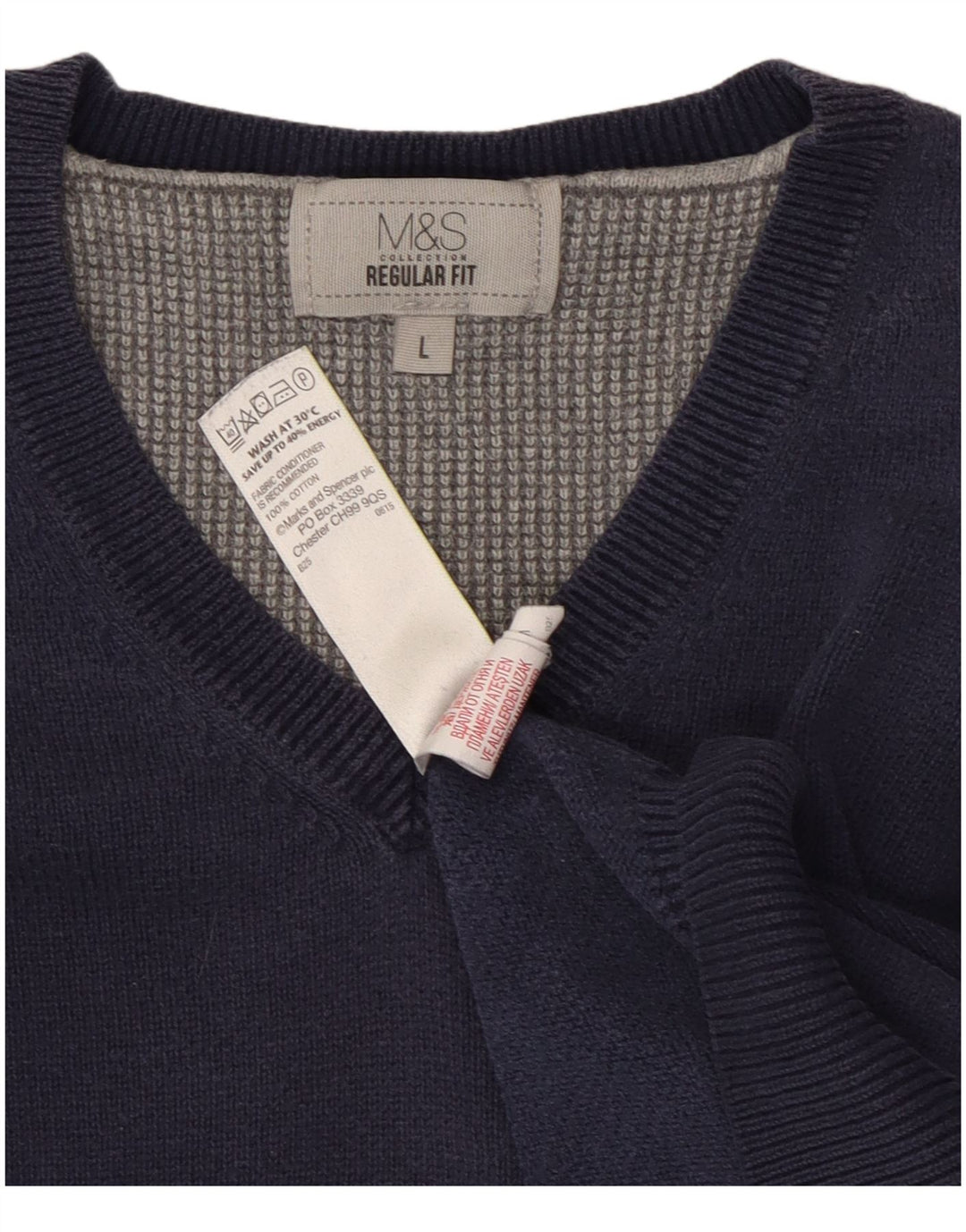 Marks & Spencer Herre Regular Fit V-hals sweater Stor marineblå