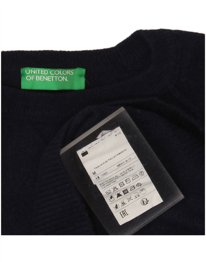 Benetton dame sweater med rund hals DK 14 Medium marineblå uld