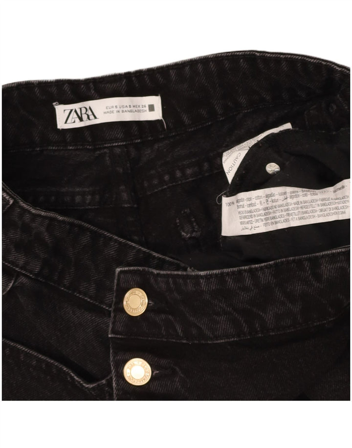 ZARA Womens Denim Shorts Small W26 Black Cotton