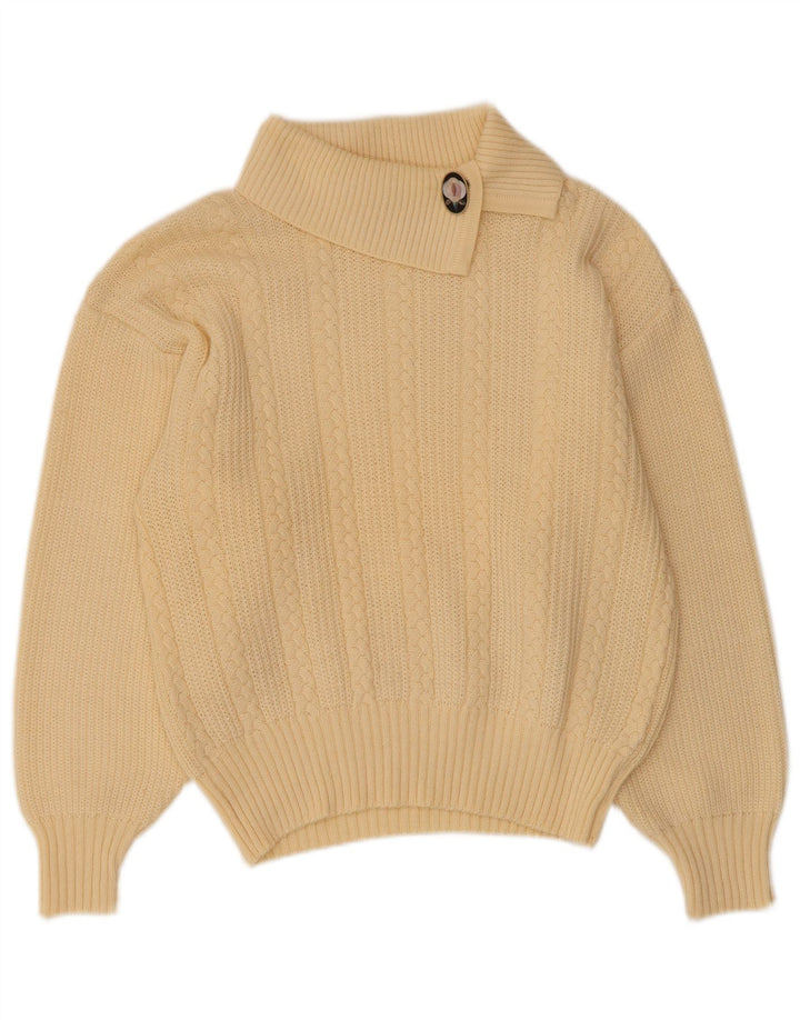 Vintage Dame Shawl Neck Sweater IT 42 Medium Gul Akryl
