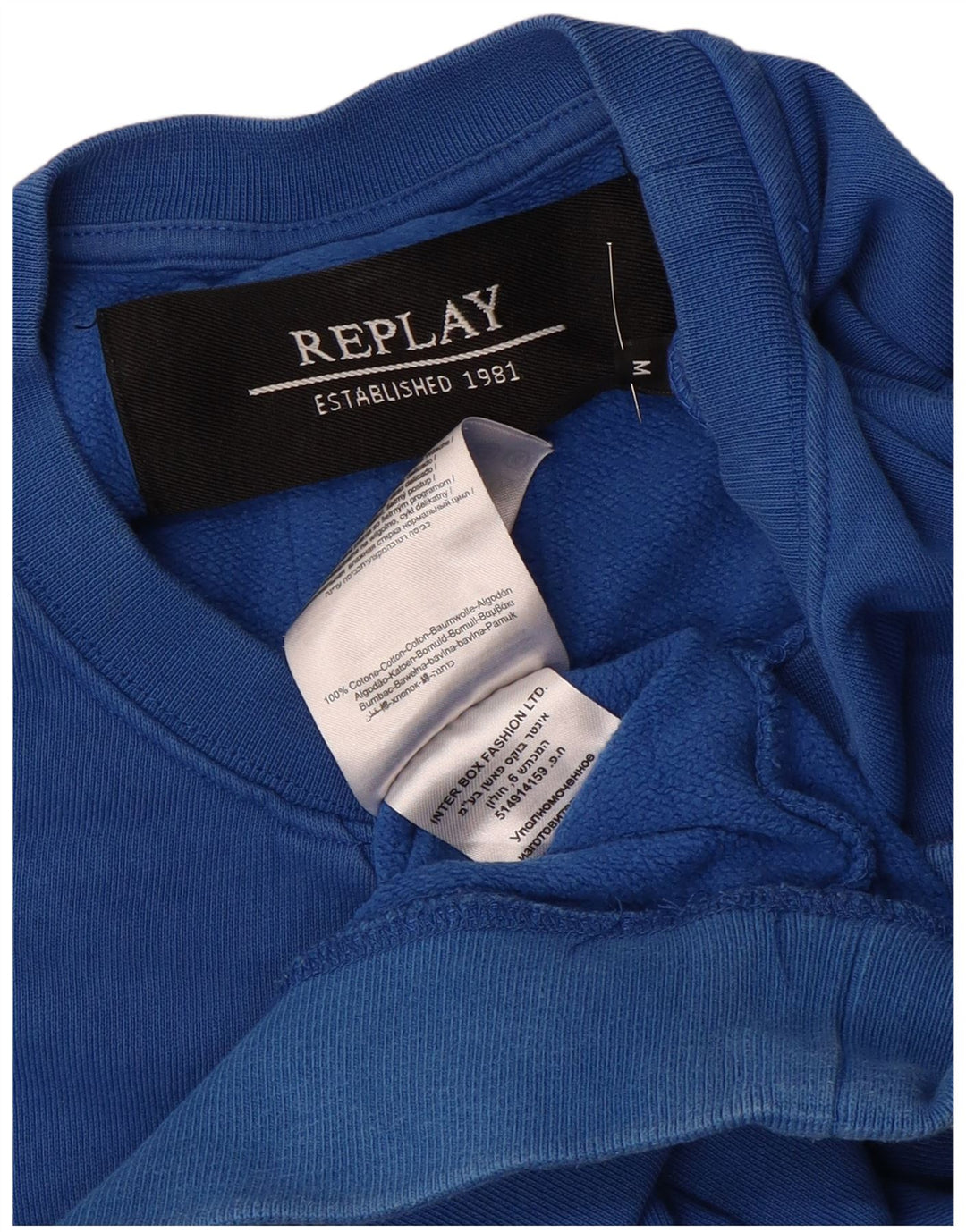 Replay Herre Grafisk Sweatshirt Jumper Medium Blå Bomuld