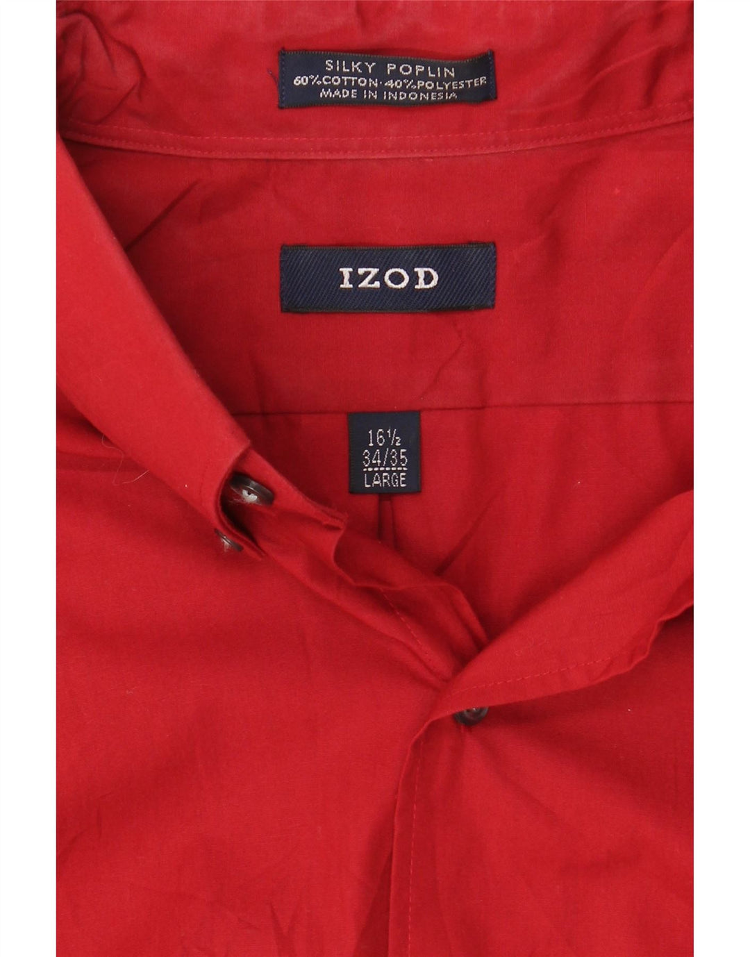 IZOD Mens Shirt Size 16 1/2 Large Red Cotton Vintage Izod and Second-Hand Izod from Messina Hembry 