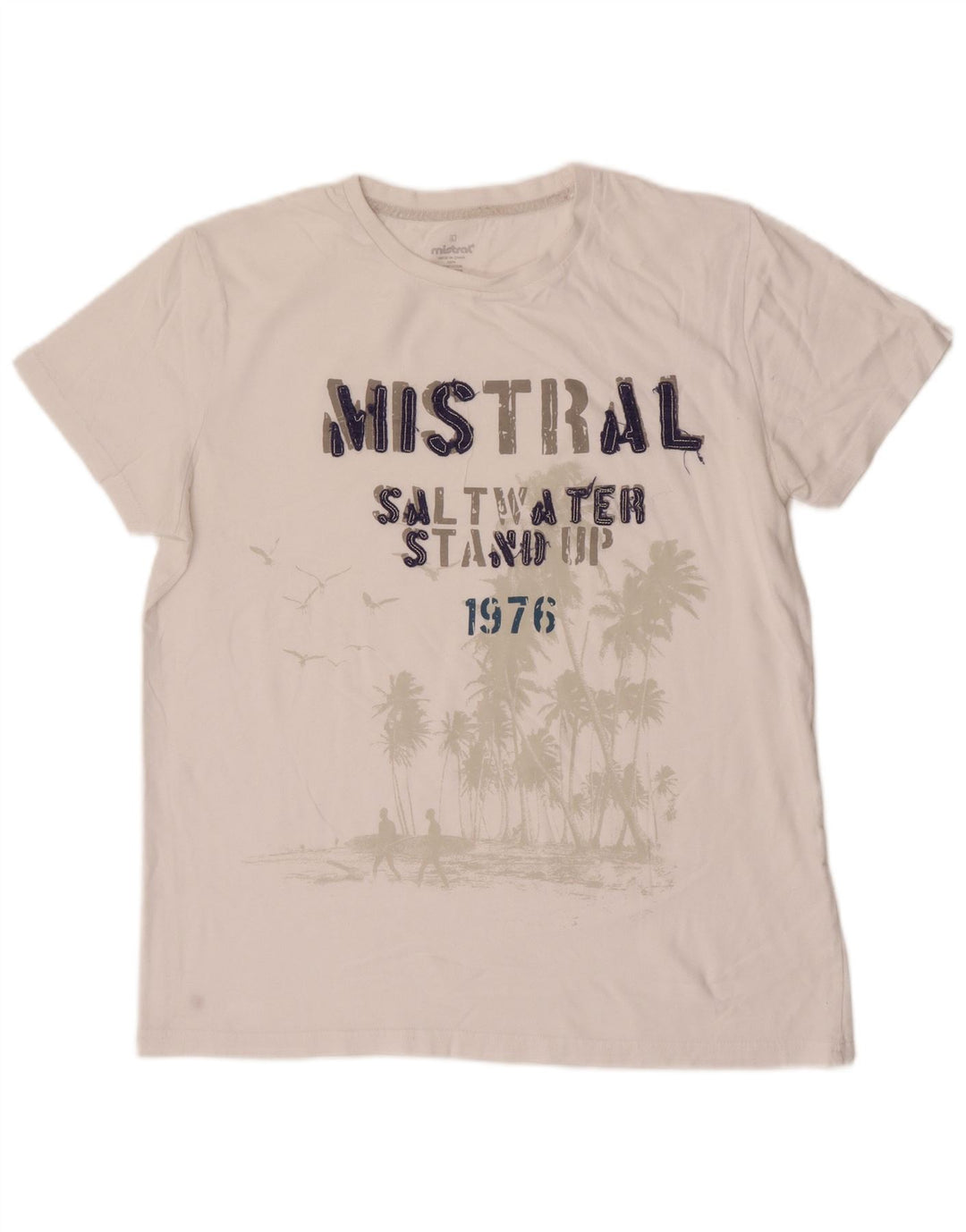 Mistral Herre Grafisk T-Shirt Top Stor Hvid Bomuld