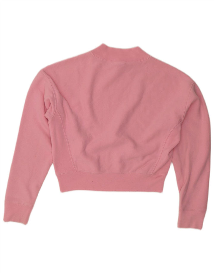 CHAMPION Womens Oversized Crop Sweatshirt Jumper UK 10 Small Pink Cotton