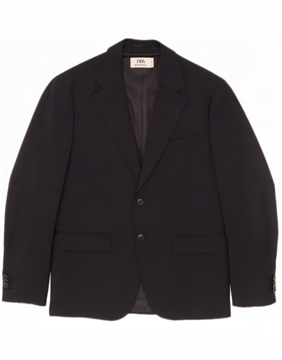 Zara Herre Sartorial 2-knaps blazerjakke EU 50 Medium Navyblå Polyester