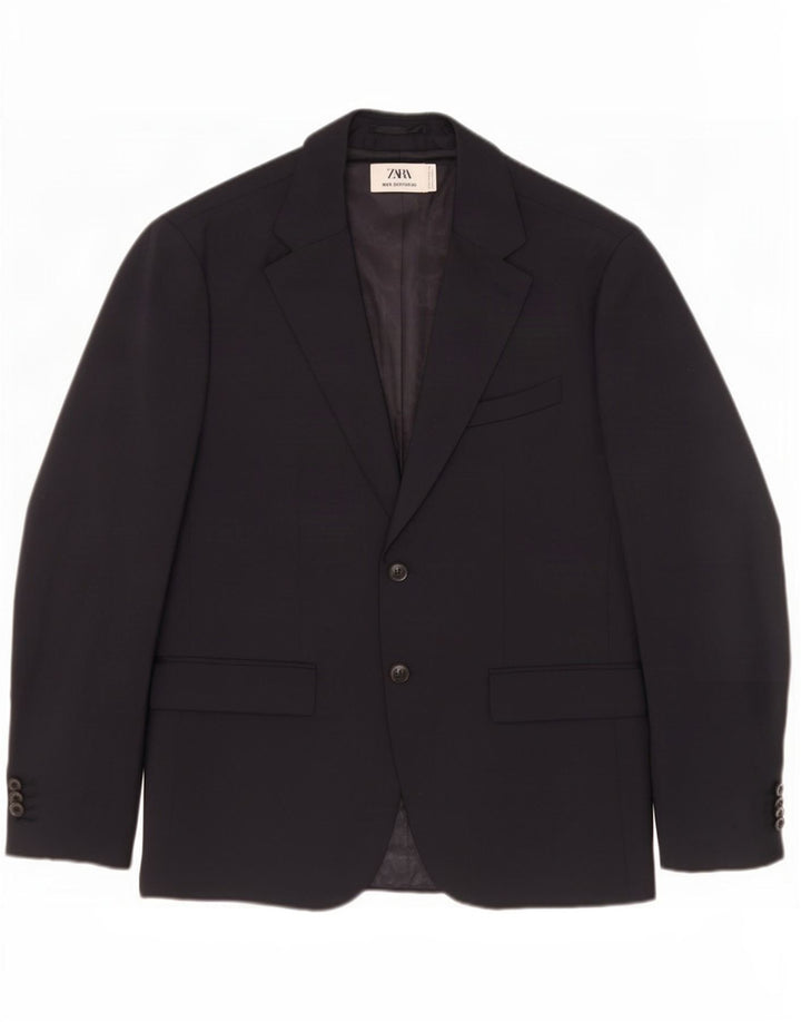 Zara Herre Sartorial 2-knaps blazerjakke EU 50 Medium Navyblå Polyester