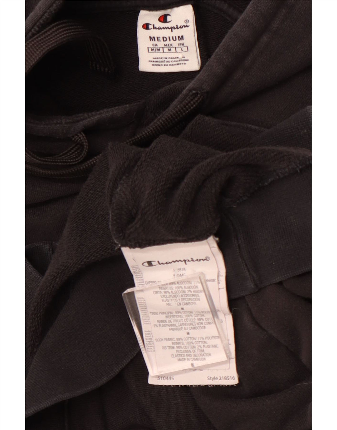 CHAMPION Hættetrøje til mænd Medium Sort bomuld