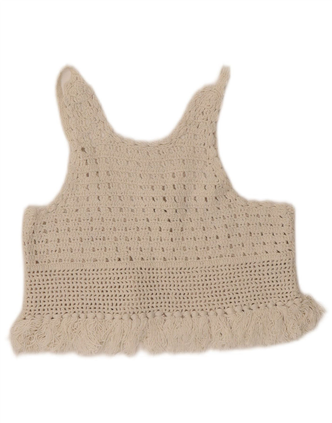 Zara Hæklet Cami Top UK 8 Small Off White Bomuld