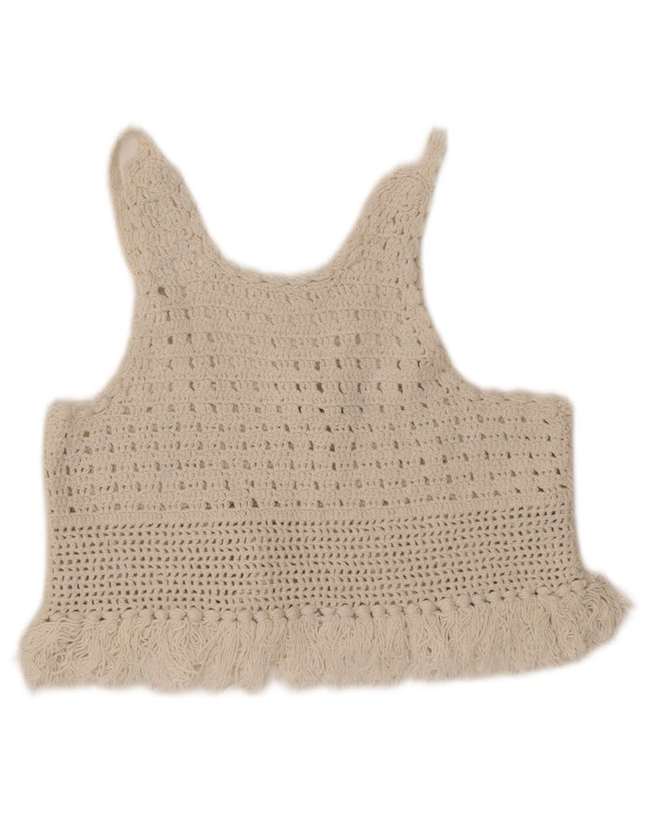 Zara Hæklet Cami Top UK 8 Small Off White Bomuld