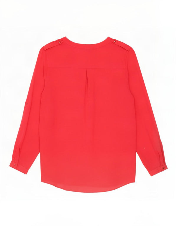 Zara Dame Langærmet Bluse Top UK 10 Lille rød viskose