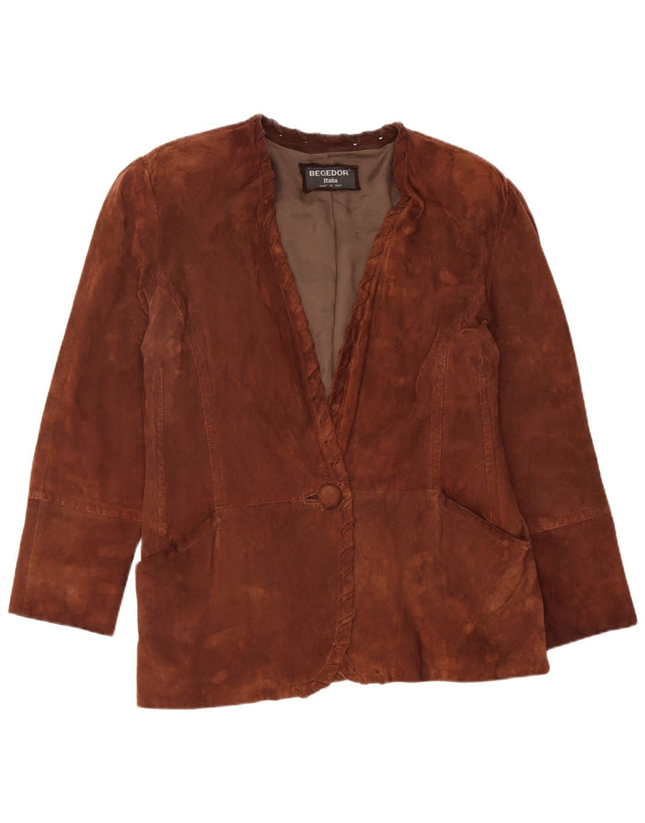 Begedor Dame Oversized 1 Knap Ruskind Blazer Jacket IT 44 Medium Brun