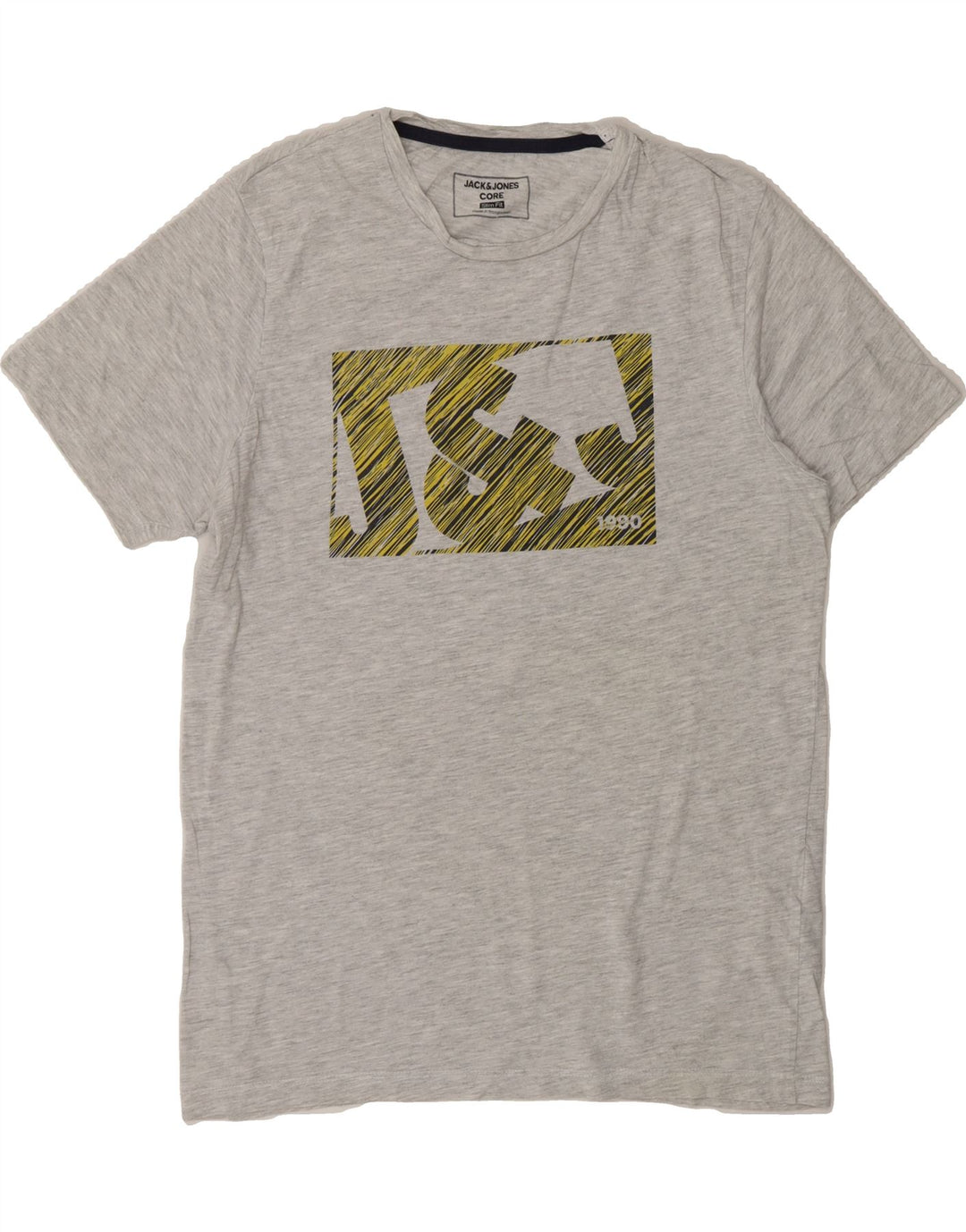 JACK & JONES Mens Slim Fit Graphic T-Shirt Top Medium Grey Cotton Vintage Jack & Jones and Second-Hand Jack & Jones from Messina Hembry 