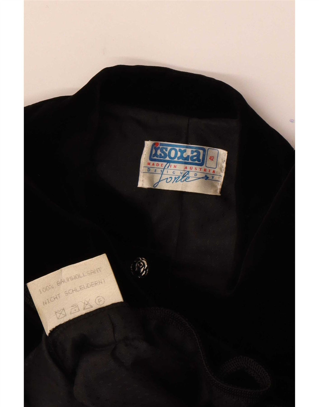 Isola Womens Crop Velvet Blazer Jacket EU 42 Large Black Bomuld