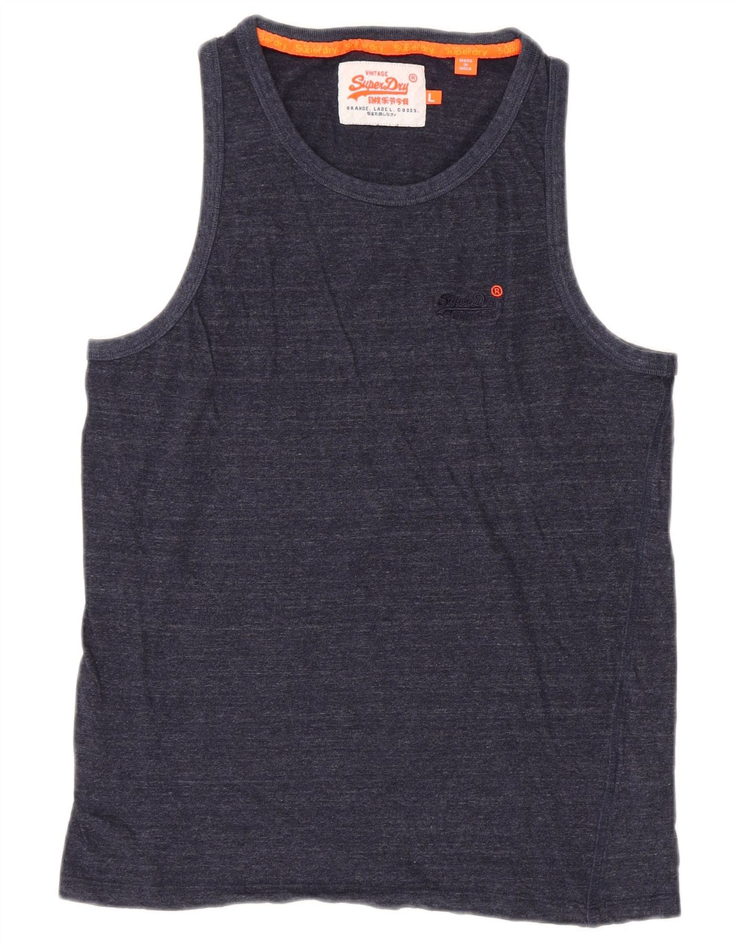 SUPERDRY Damevest Top UK 14 Stor Marineblå Bomuld