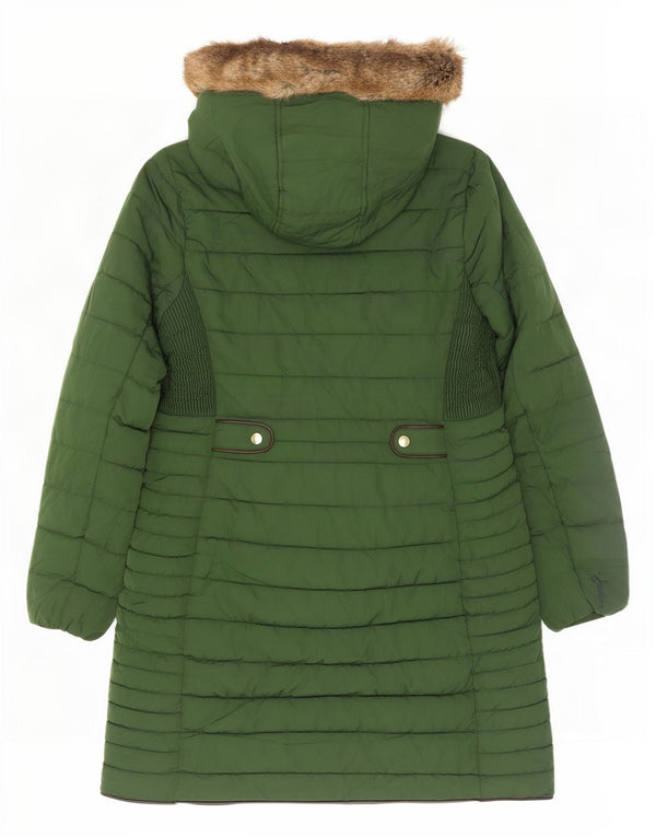 Joules Womens Hooded Padded Coat UK 12 Medium Green Polyester