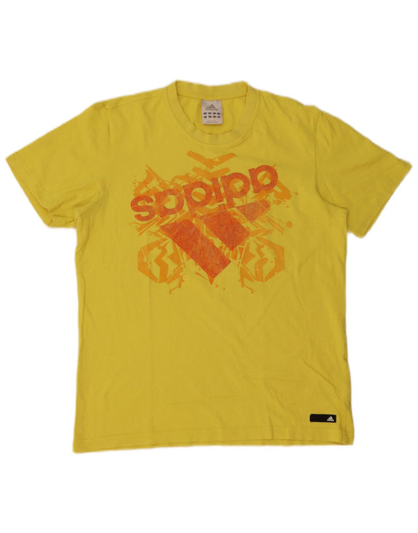 Adidas grafisk t-shirt til mænd, medium gul bomuld