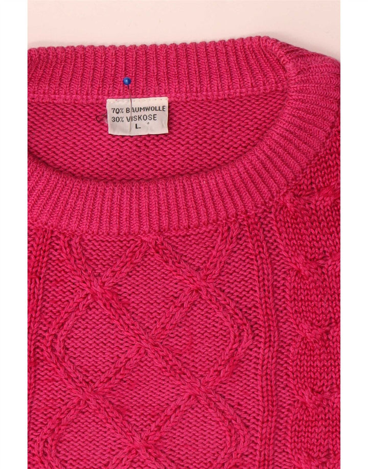 Vintage herre rund hals sweater stor pink bomuld