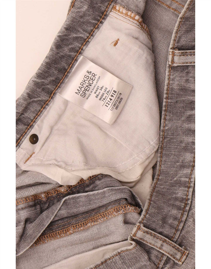 Marks & Spencer Herre Blue Harbor Straight Jeans W34 L29 Grå Bomuld