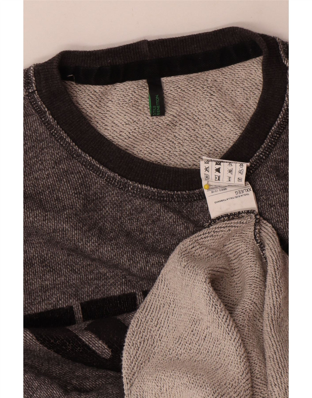 Benetton Herre Grafisk Sweatshirt Jumper 2XL Grå Flecked Bomuld