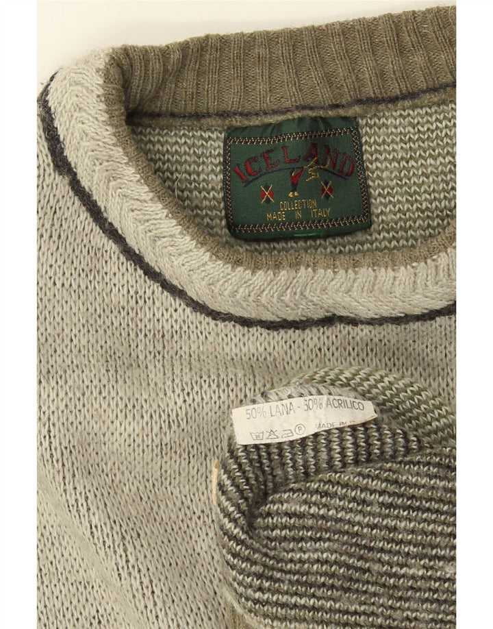 Island Herre grafisk rund hals sweater XL Grå Argyle/Diamond Wool