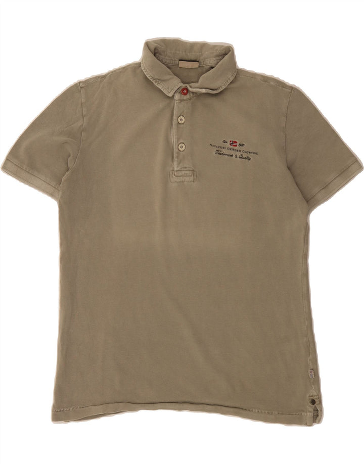 NAPAPIJRI Womens Polo Shirt UK 16 Large Beige Vintage Napapijri and Second-Hand Napapijri from Messina Hembry 