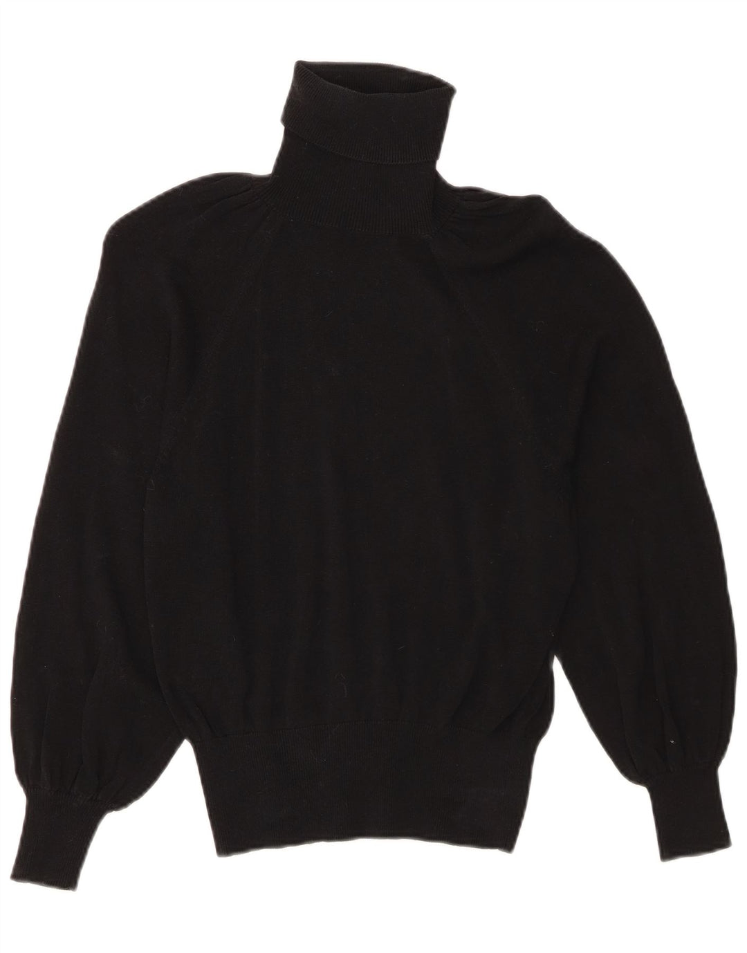Zara Dame Roll Neck Jumper Sweater UK 10 Small Black Lyocell
