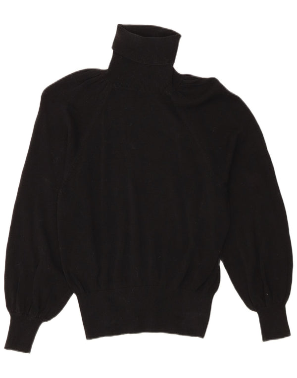 Zara Dame Roll Neck Jumper Sweater UK 10 Small Black Lyocell