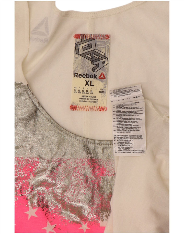 REEBOK Womens Graphic Vest Top UK 20/22 XL Off White Polyester