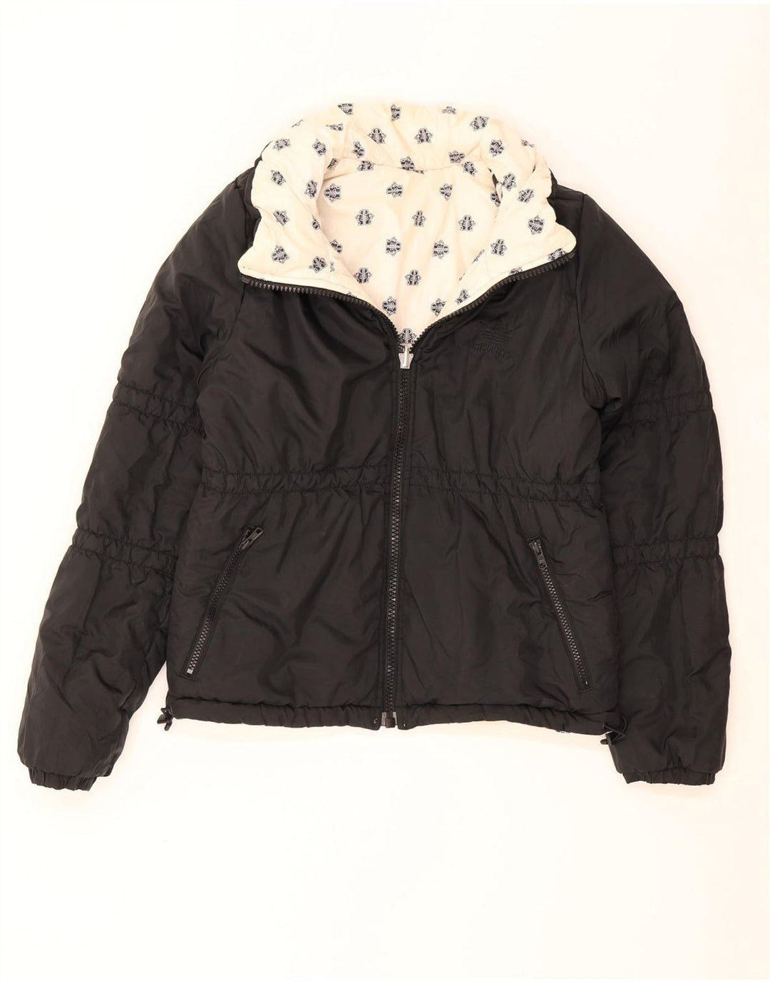 Adidas piger Vendbar grafisk polstret jakke 14-15 år Hvid nylon