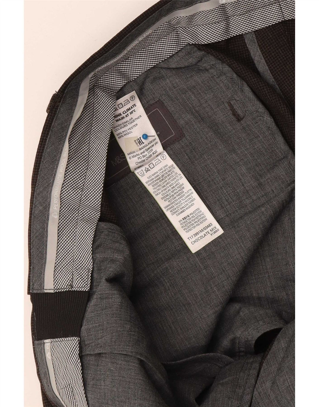 Marks & Spencer Herre Skræddersyet Fit Slim Suit Bukser W38 L29 Brun