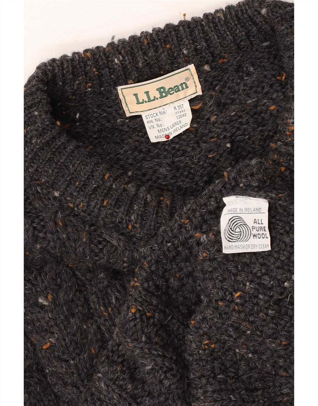 L.L.Bean Herre Boat Neck Sweater Sweater Large Grå Flecked Uld