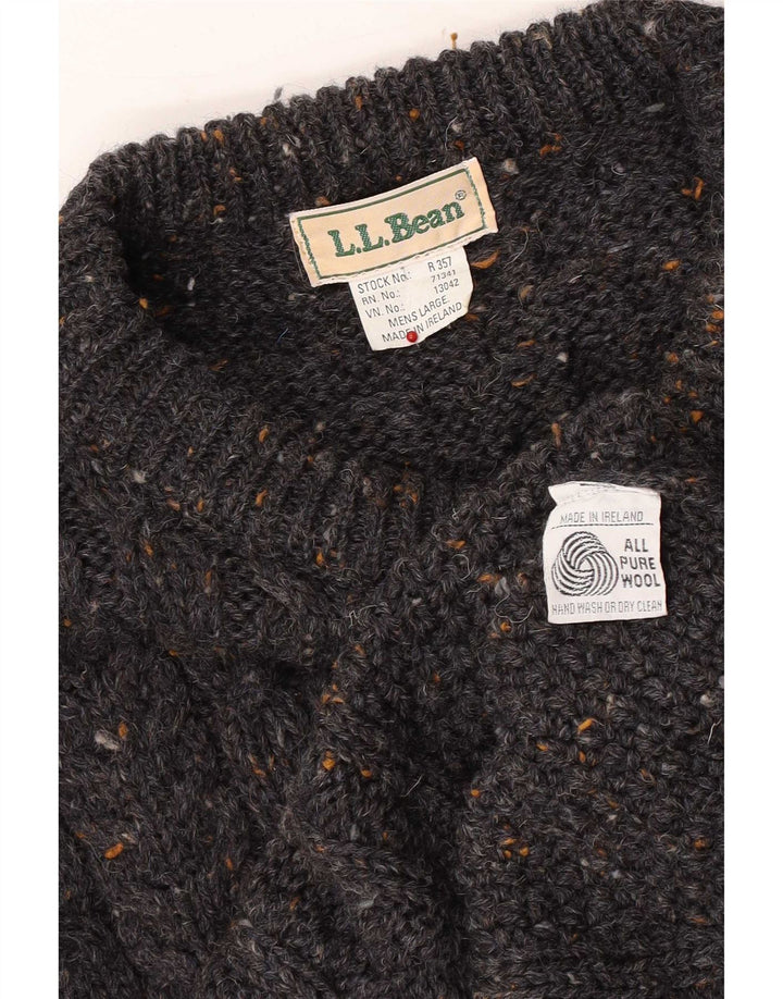 L.L.Bean Herre Boat Neck Sweater Sweater Large Grå Flecked Uld
