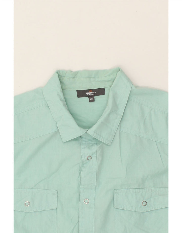 MOUNTAIN RIDGE Mens Short Sleeve Shirt Large Turquoise Vintage Mountain Ridge and Second-Hand Mountain Ridge from Messina Hembry 