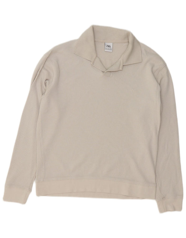 ZARA Herre polo-hals sweater lille grå bomuld